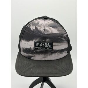 Salt Life SnapBack Mesh Trucker Hat Black Gray Waves OSFM